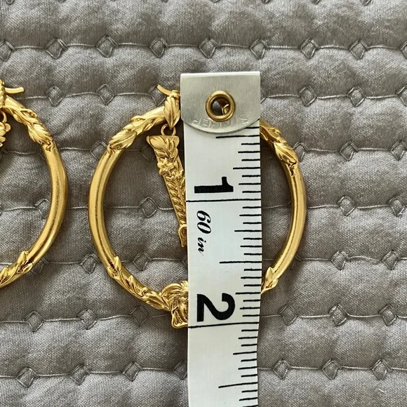 Faux Versace Gold V Medusa Earrings - Picture 4 of 4